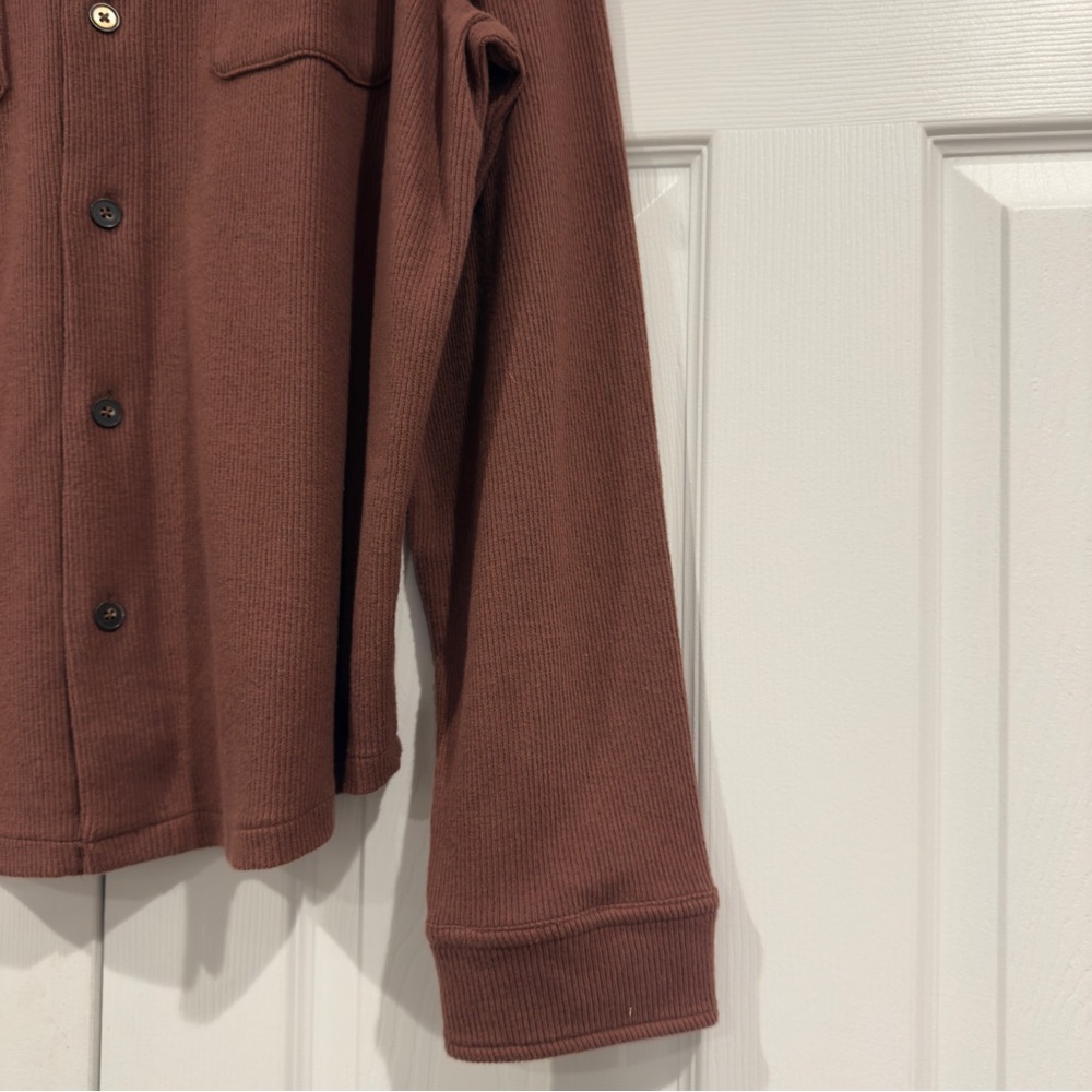 Good Fellow Chocolate Brown Shirt Jacket Men Size XL Preppy Ribbed Knit - Picture 3 of 14